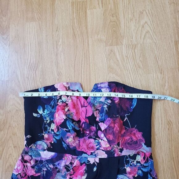 City Chic 'Romantic Rose' Floral Strapless Maxi Dress - size 14 in Black/Pink - Picture 8 of 13